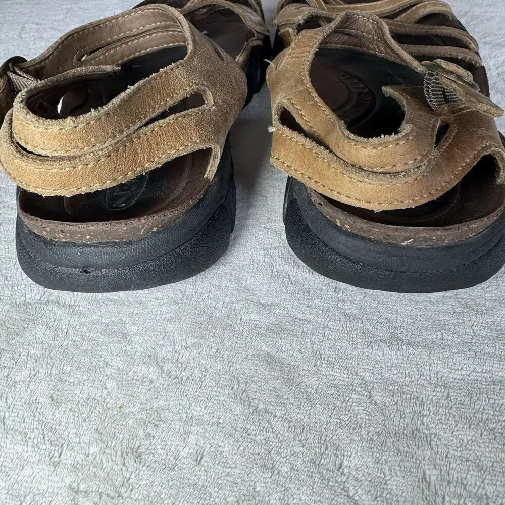 KEEN Women Leather Strappy Sandals Brown/Tan Buckle Adjustable US 8.5 EU 39